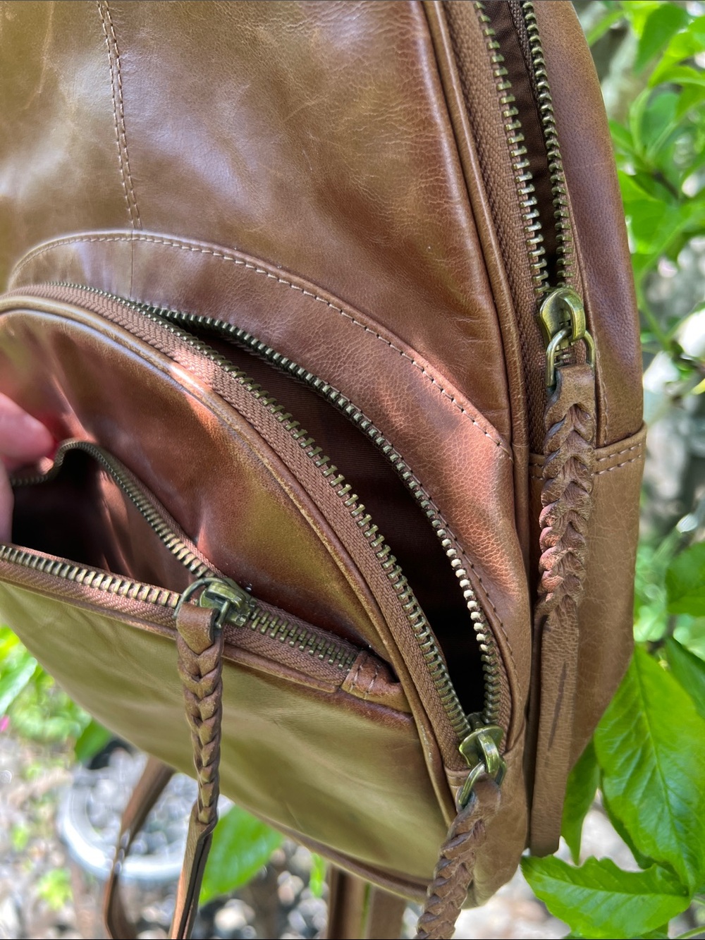 Tommy Bahama Brown Leather Backpack - Picture 3 of 16